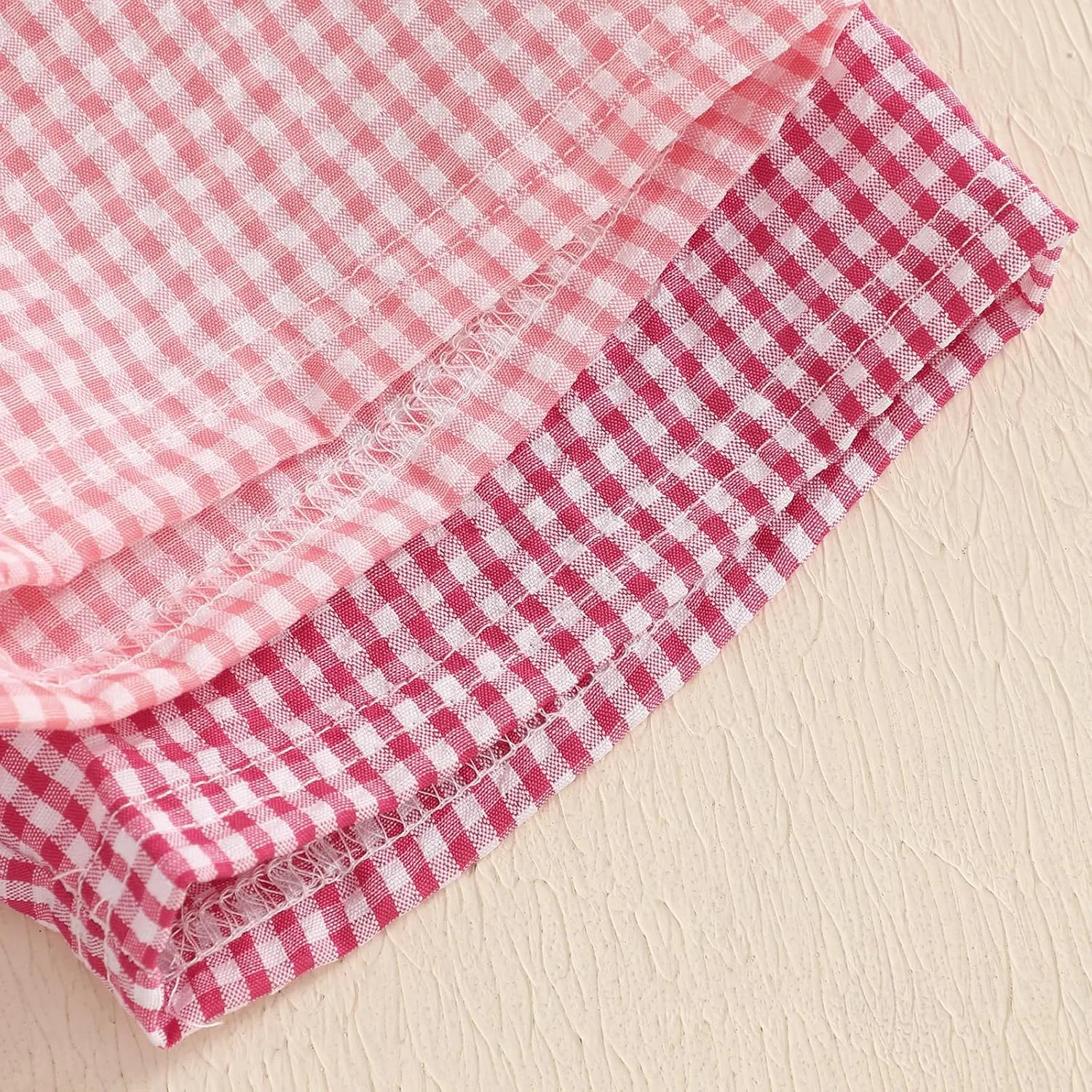 2PCS Toddler Baby Girl Boy Gingham Seersucker Shorts Elastic Waist Plaid Shorts Casual Short Pants Summer Bottoms
