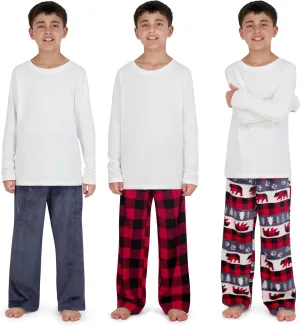3-Pack Boys Pajama Pants - Soft Micro Fleece PJ Bottoms for Kids - Boys Sleepwear, Size 7-20