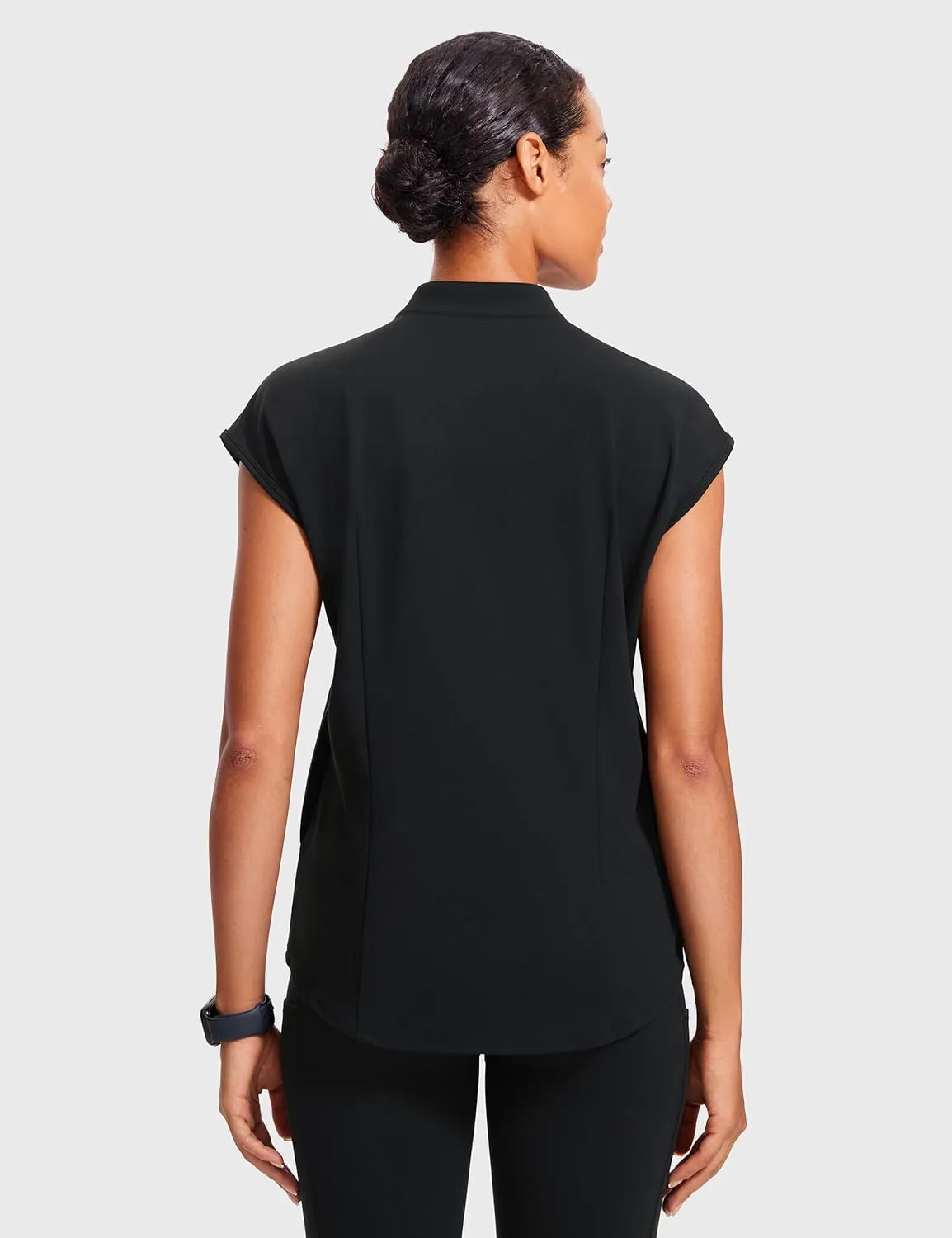 4-Way Stretch Scrub Tops for Women - 2 Pockets Mandarin Collar Shirttail Hem Medical Work Scrub Shirts