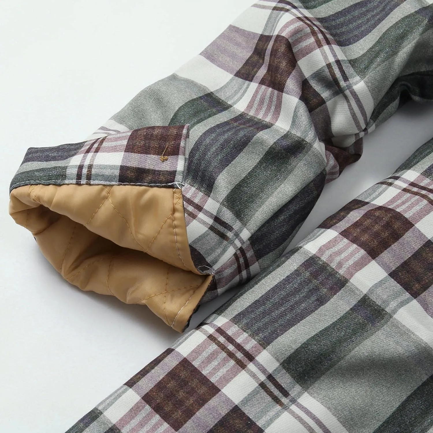 aihihe Men's Hooded Quilted Lined Flannel Shirt Jacket Plus Size Long Sleeve Plaid Zipper Jackets Winter Thermal Outerwear