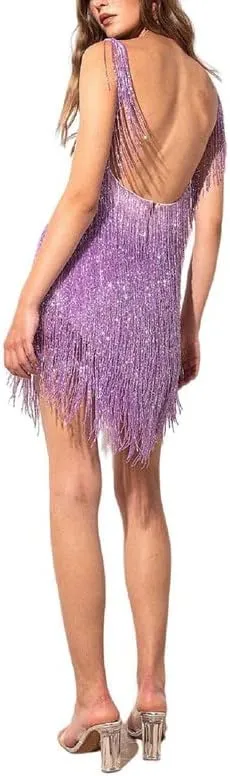 Argeousgor Women Sparkly Sequin Mini Dress Spaghetti Strap Backless Ruche High Waist Short Dresses Elegant Party Dress