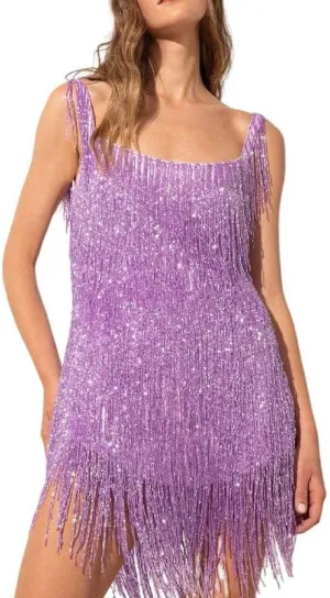 Argeousgor Women Sparkly Sequin Mini Dress Spaghetti Strap Backless Ruche High Waist Short Dresses Elegant Party Dress