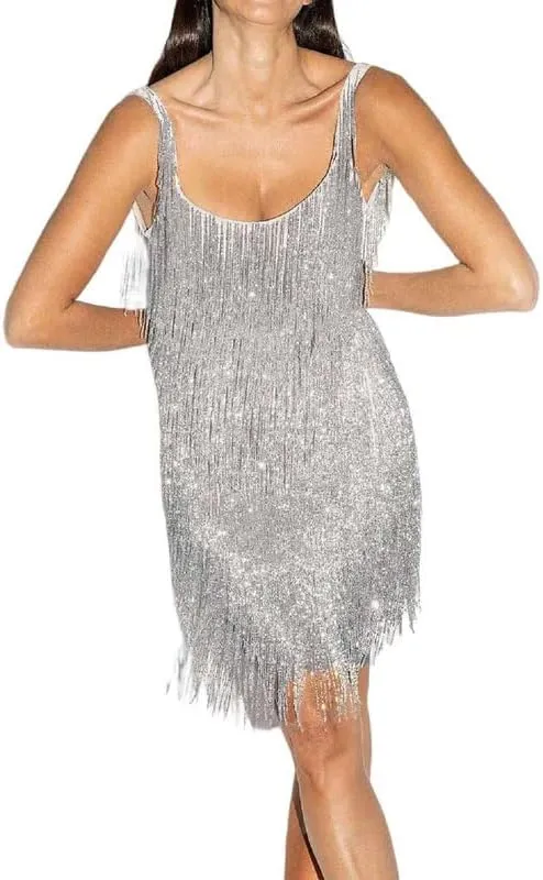 Argeousgor Women Sparkly Sequin Mini Dress Spaghetti Strap Backless Ruche High Waist Short Dresses Elegant Party Dress