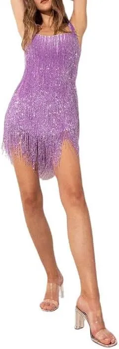 Argeousgor Women Sparkly Sequin Mini Dress Spaghetti Strap Backless Ruche High Waist Short Dresses Elegant Party Dress