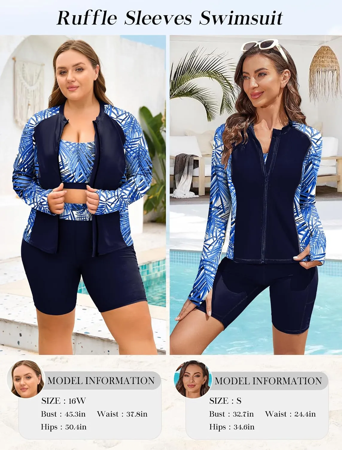 Arolina Womens Rash Guard Long Sleeve Swim Shirts Swimsuit 2025 Bathing Suit with Womens Swim Shorts & Two Pockets