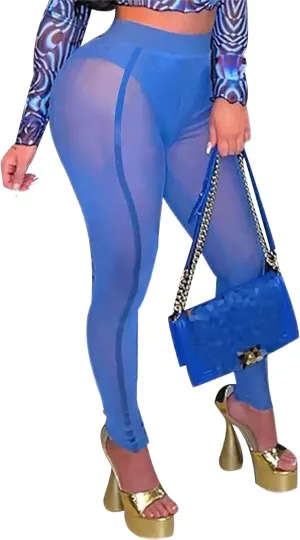 Atyfuniby Womens Leggings High Waisted - Sexy Skinny Mesh See Through Pants Party Clubwear