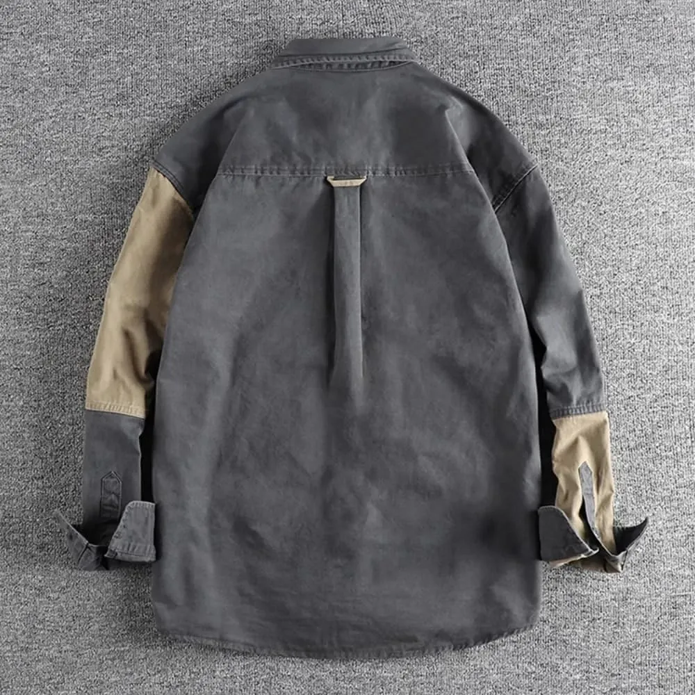 Autumn Men's Vintage Workwear Jacket Casual Loose Shirt