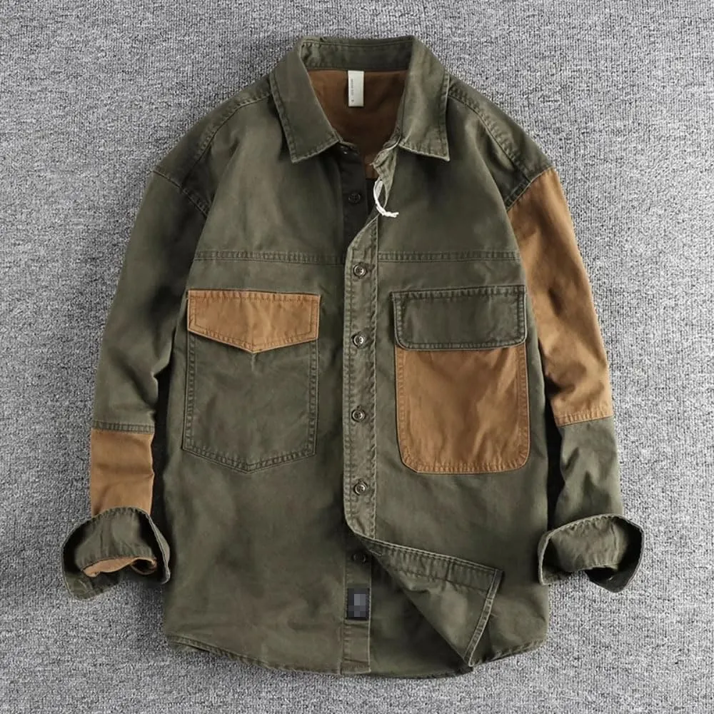 Autumn Men's Vintage Workwear Jacket Casual Loose Shirt