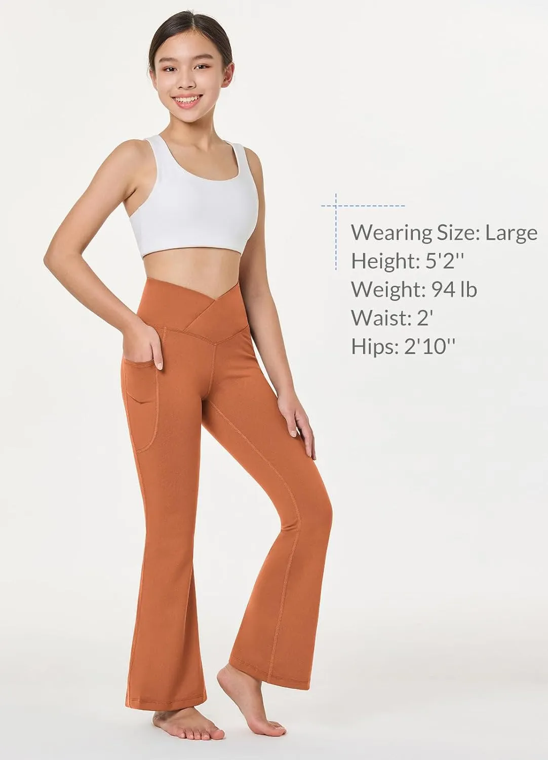 baleaf Girls' Flare Leggings Cross High Waisted Bootcut Yoga Dance Pants Kids Bell Bottoms Leggings with Pockets