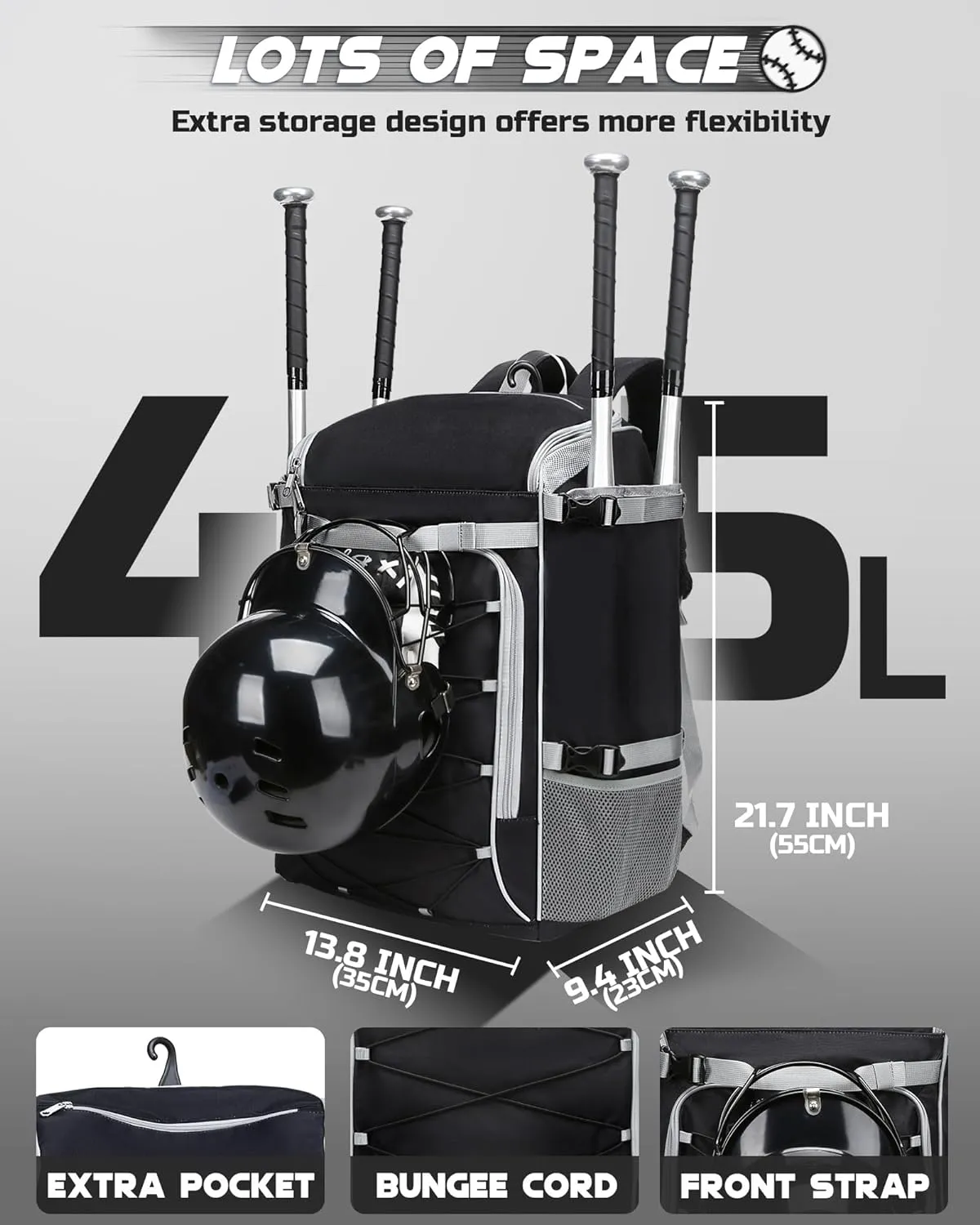 Baseball Softball Catchers Gear Bag for Helmet Chest Protector Leg Guards Cleats Large Baseball Softball Bat Backpack for Boys Girls Catchers Equipment Bag for Youth Adult