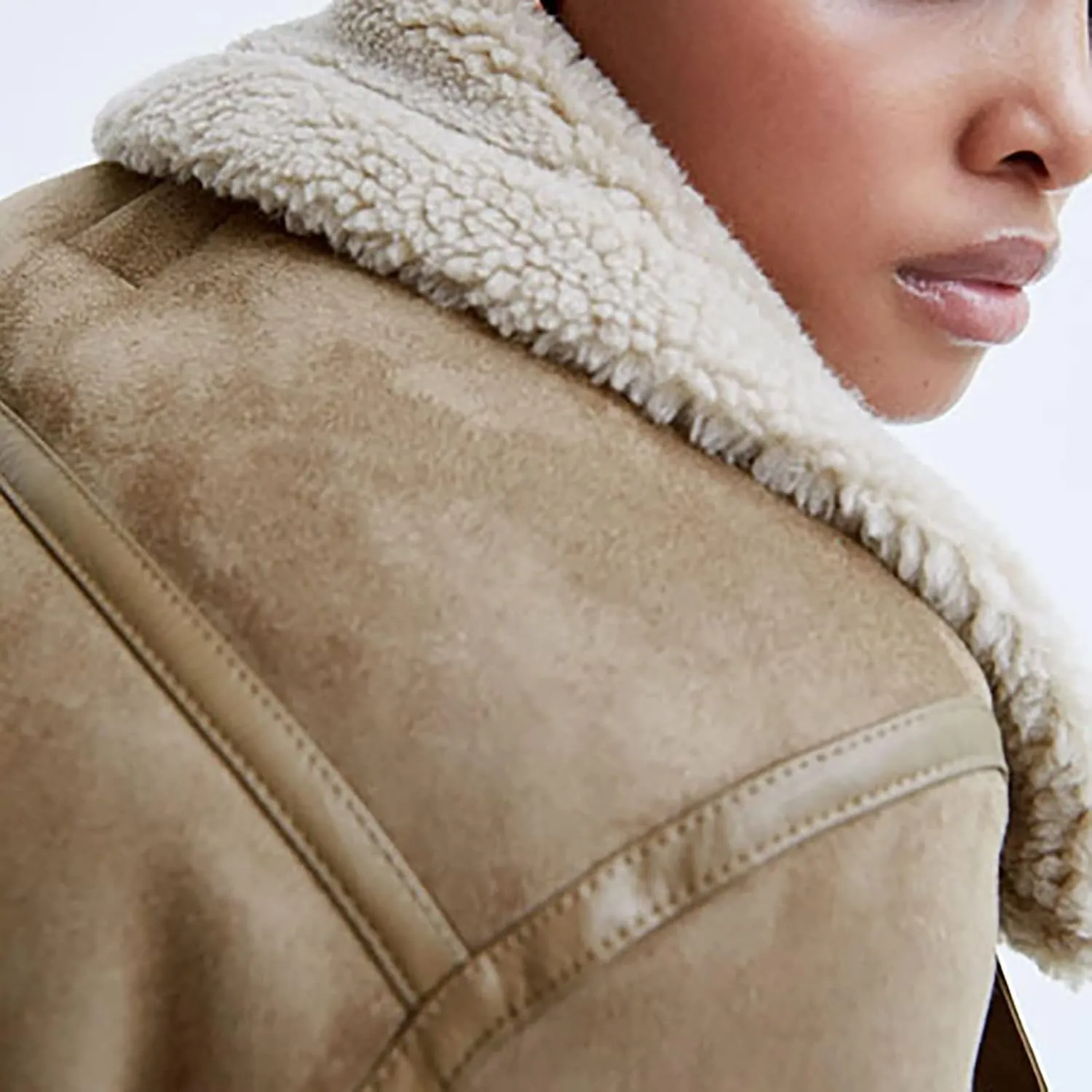 BAXLIMEK Faux Leather Jacket For Women,2023 Fall Winter Trendy Thicken Warm Lapel Shaggy Fuzzy Fleece Lined Sherpa Jackets