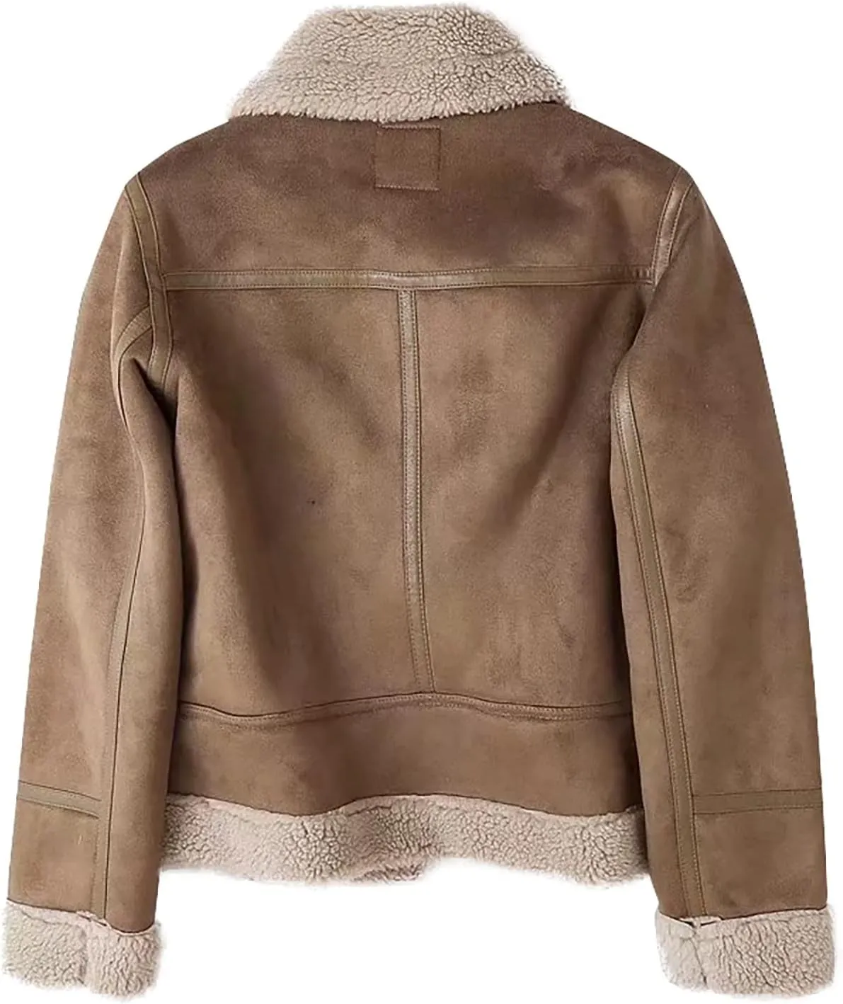 BAXLIMEK Faux Leather Jacket For Women,2023 Fall Winter Trendy Thicken Warm Lapel Shaggy Fuzzy Fleece Lined Sherpa Jackets