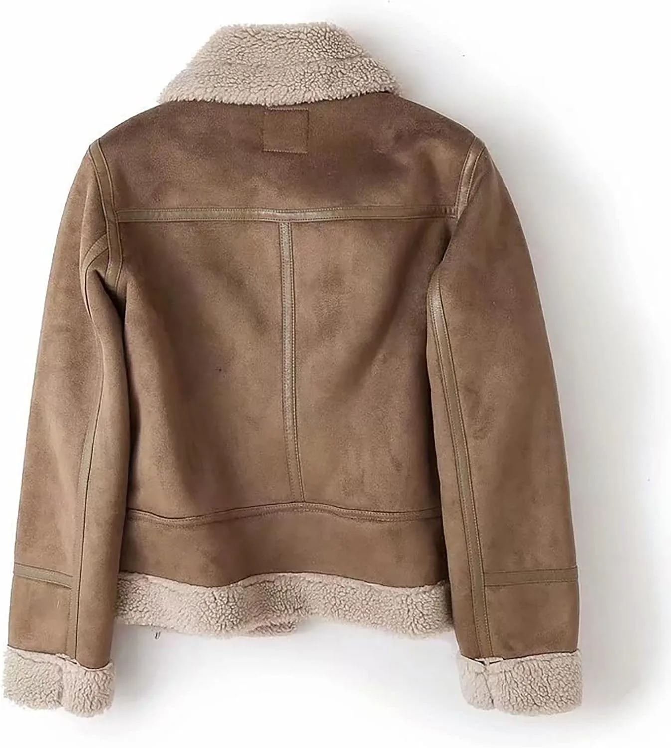 BAXLIMEK Faux Leather Jacket For Women,2023 Fall Winter Trendy Thicken Warm Lapel Shaggy Fuzzy Fleece Lined Sherpa Jackets