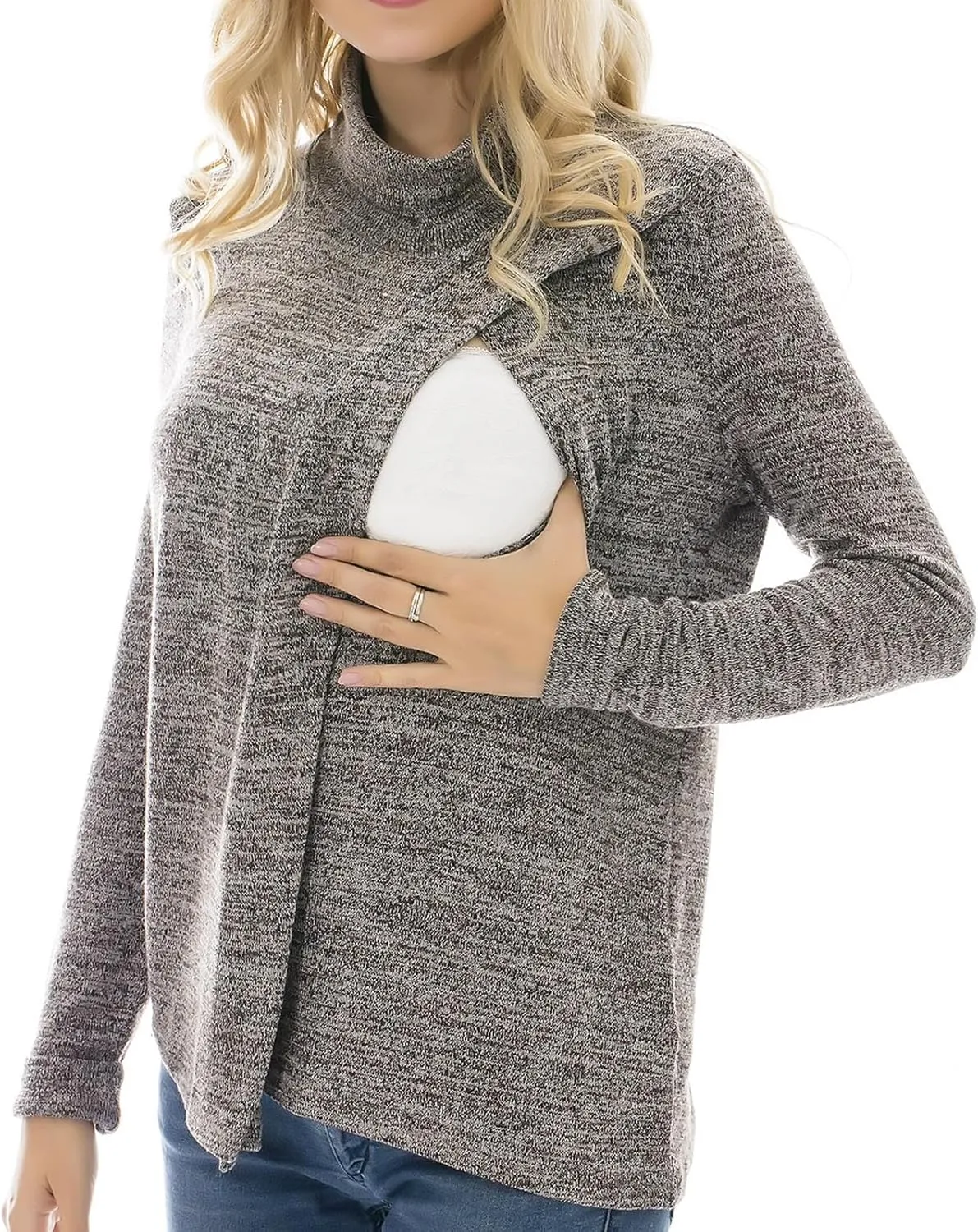 Bearsland Women's Maternity Nursing Tops Long Sleeve Breastfeeding Shirts