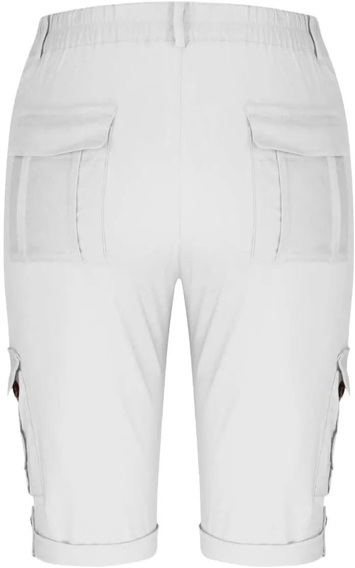 Bermuda Cargo Shorts for Women with 6 Pockets Knee Length Twill Half Casual Dressy Shorts Pants Bottoms