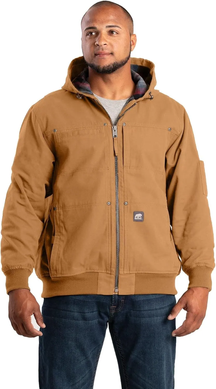 Berne Men's Heartland Duck Flannel-Lined Hooded Jacket