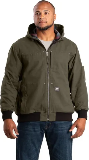 Berne Men's Heartland Duck Flannel-Lined Hooded Jacket