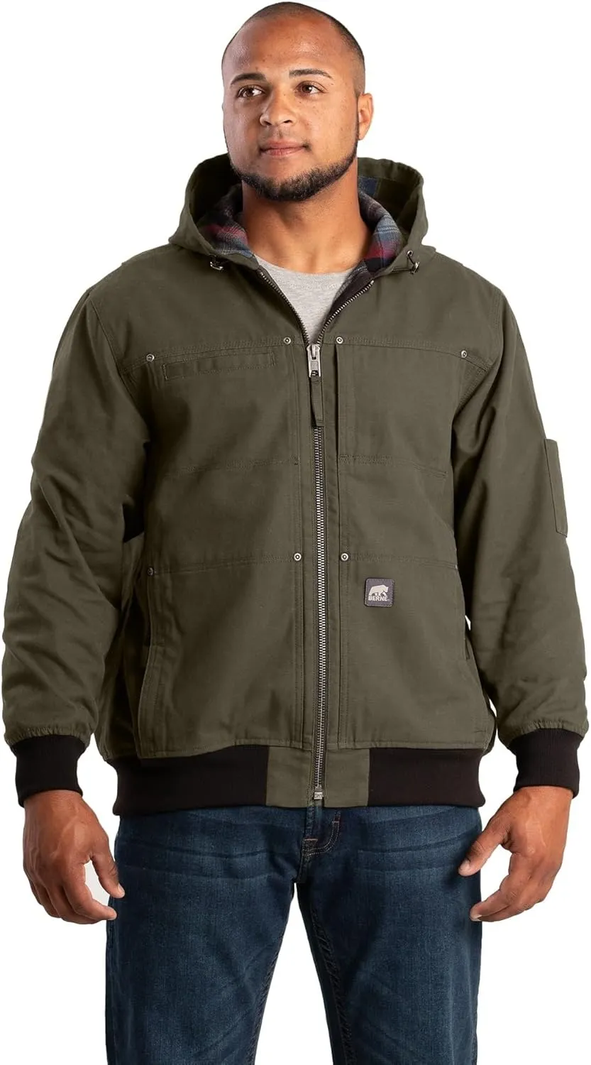 Berne Men's Heartland Duck Flannel-Lined Hooded Jacket