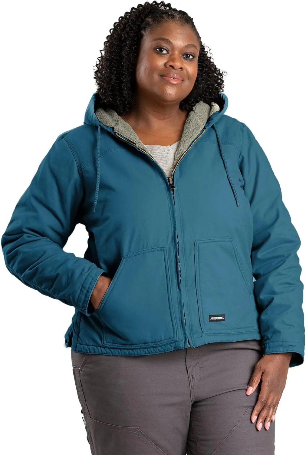 Berne Women's Sherpa-Lined Softstone Duck Hooded Jacket