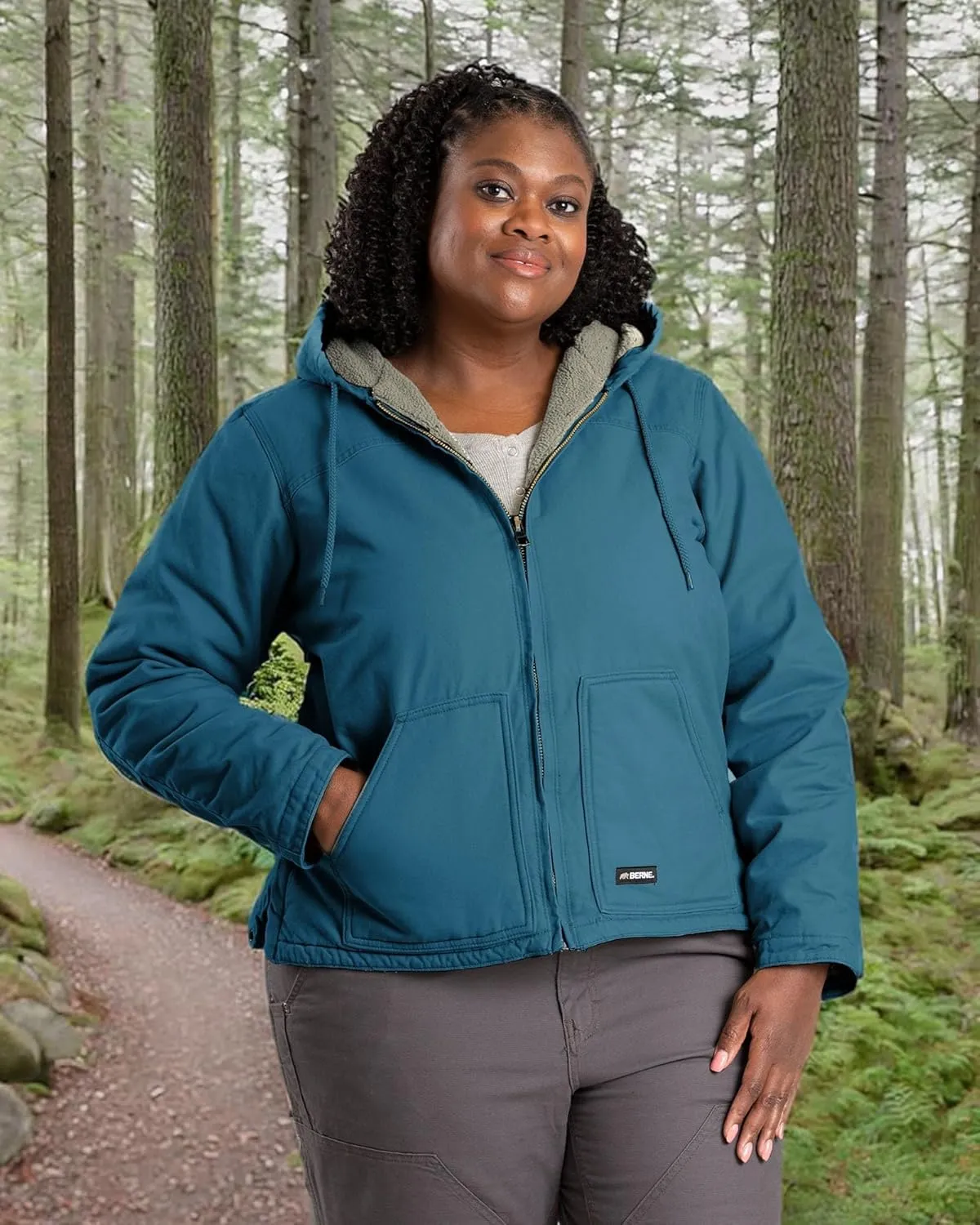 Berne Women's Sherpa-Lined Softstone Duck Hooded Jacket