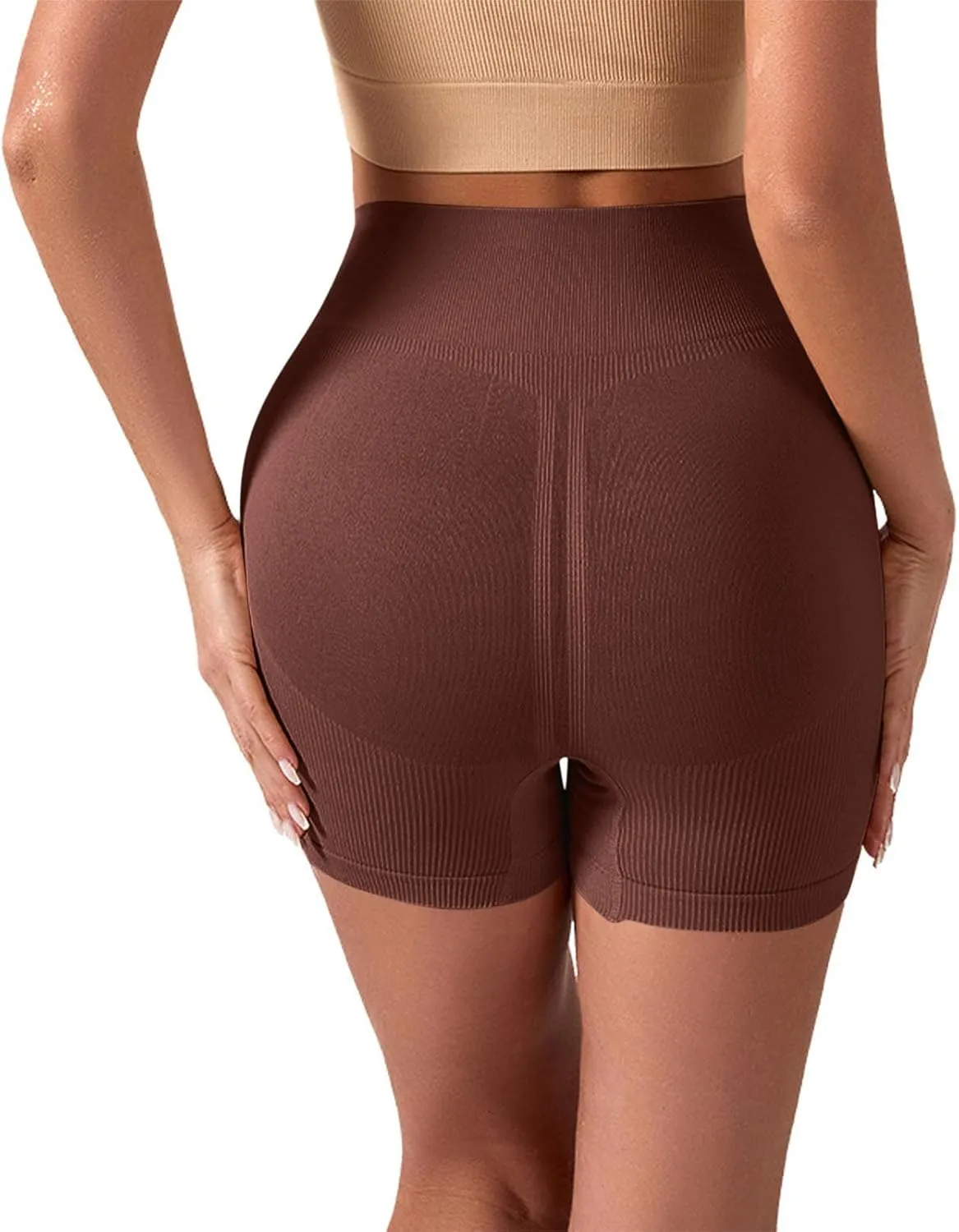 Biker Shorts Womens Clothes Tummy Control High Waisted Yoga Shorts Solid Color Ribbed Seamless Bottoms Summer Outfits