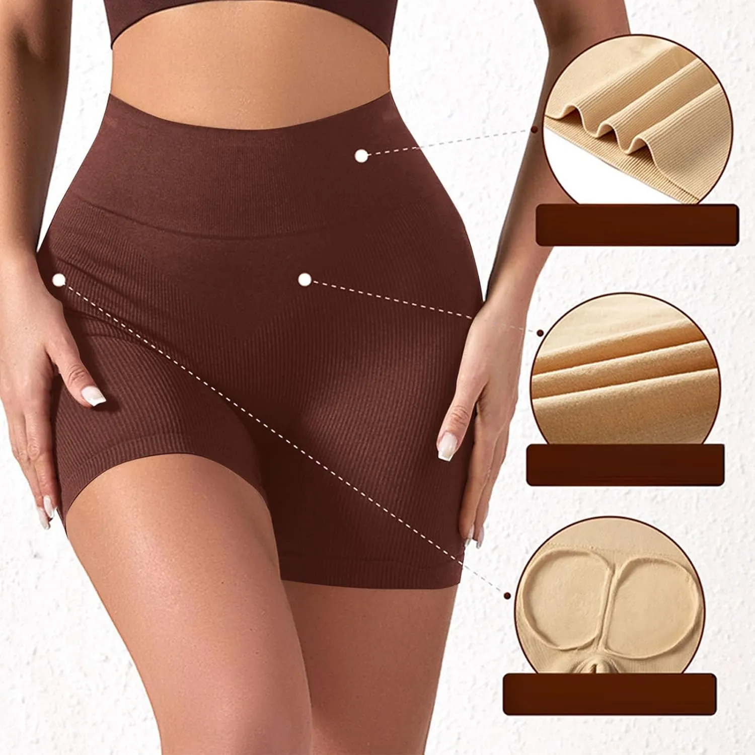 Biker Shorts Womens Clothes Tummy Control High Waisted Yoga Shorts Solid Color Ribbed Seamless Bottoms Summer Outfits
