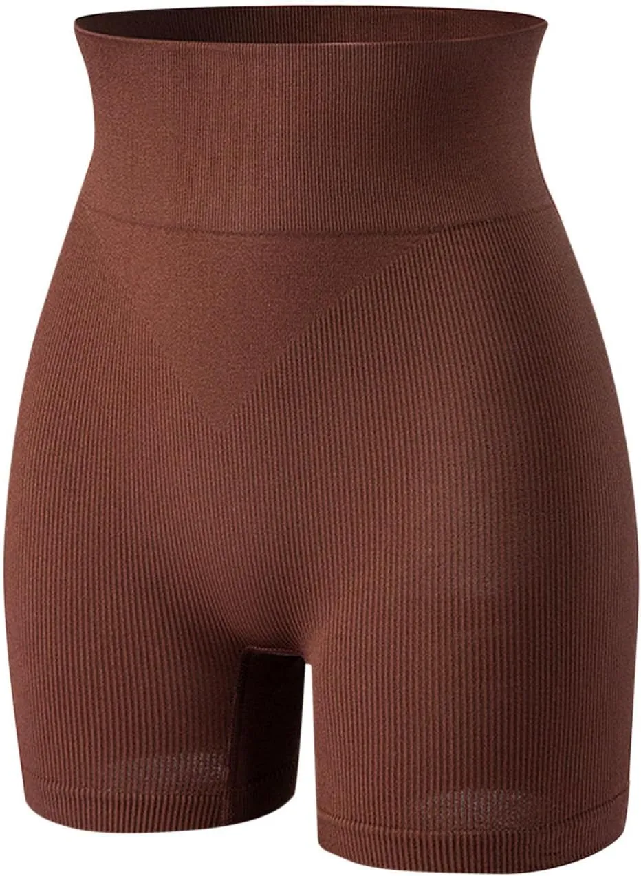 Biker Shorts Womens Clothes Tummy Control High Waisted Yoga Shorts Solid Color Ribbed Seamless Bottoms Summer Outfits