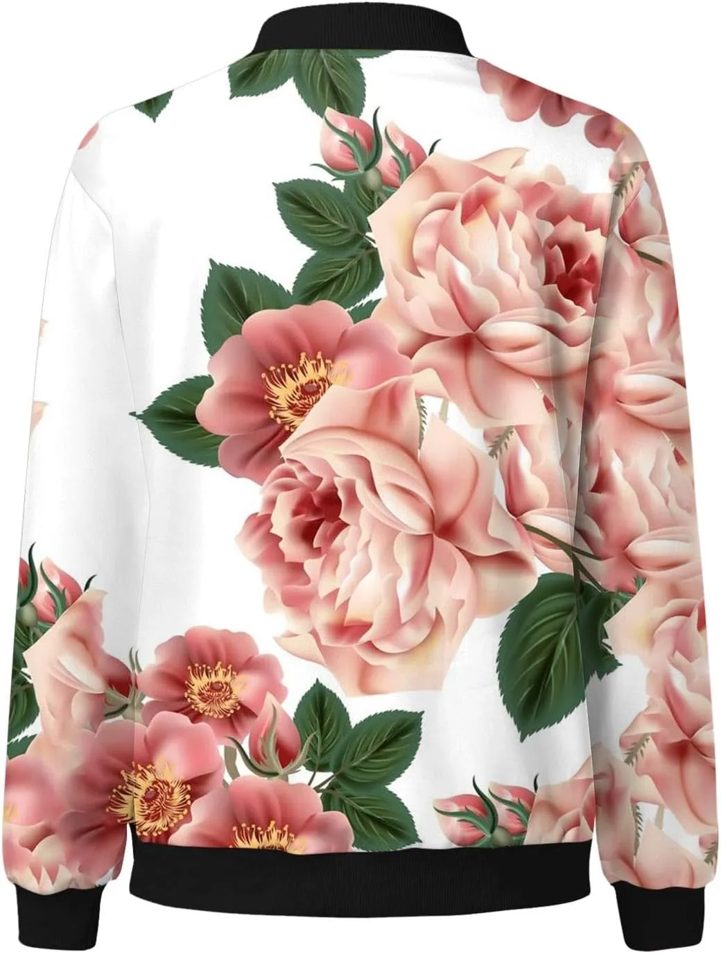 Bomber Jacket Women 2024 Casual Floral Lightweight Jackets Spring Fall Women Trendy Zip Up Coat Outwear with Pockets