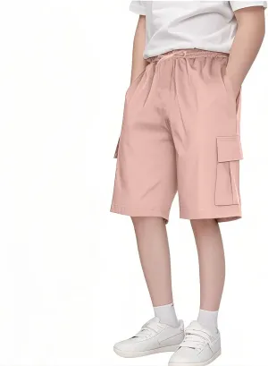 Boy's Baggy Cargo Shorts School Uniform Athletic Shorts Below Knee Quick Dry Hiking Cargo Pants for Teens Wide Leg Pants