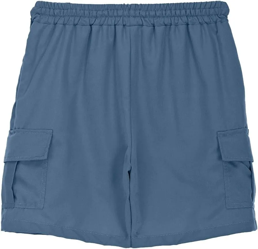 Boys Cargo Shorts for Teens School Uniform Khaki Athletic Shorts Quick Dry Flap Pocket Cargo Pants Drawstring Sweatpants