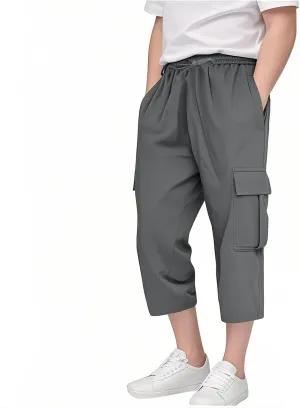 Boys' Cargo Shorts Khaki Pants for Boys School Uniform Athletic Shorts Kids Quick Dry Hiking Cargo Pants Sweatpants