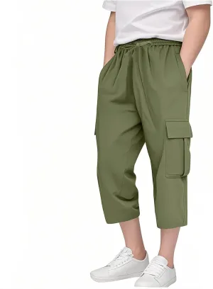 Boys' Cargo Shorts Khaki Pants for Boys School Uniform Athletic Shorts Kids Quick Dry Hiking Cargo Pants Sweatpants