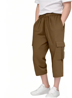 Boys' Cargo Shorts Khaki Pants for Boys School Uniform Athletic Shorts Kids Quick Dry Hiking Cargo Pants Sweatpants