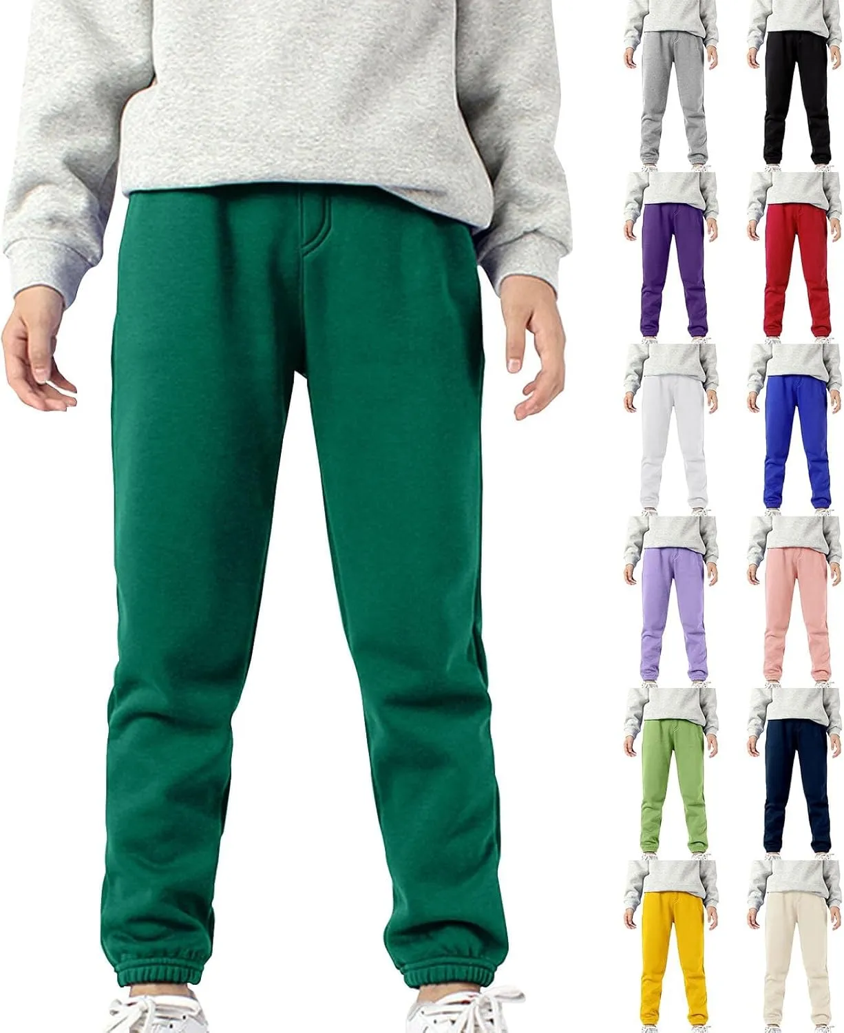 Boys Girls Sweatpants Fleece Athletic Workout Pants Toddler Cargo Pants Joggers with Drawstring Trousers