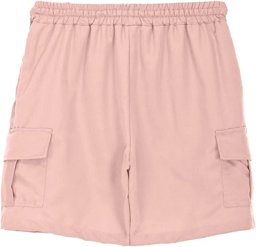 Boys' Pull on Cargo Shorts School Uniform Athletic Khaki Shorts for Kids Below Knee Quick Dry Flap Pocket Cargo Pants