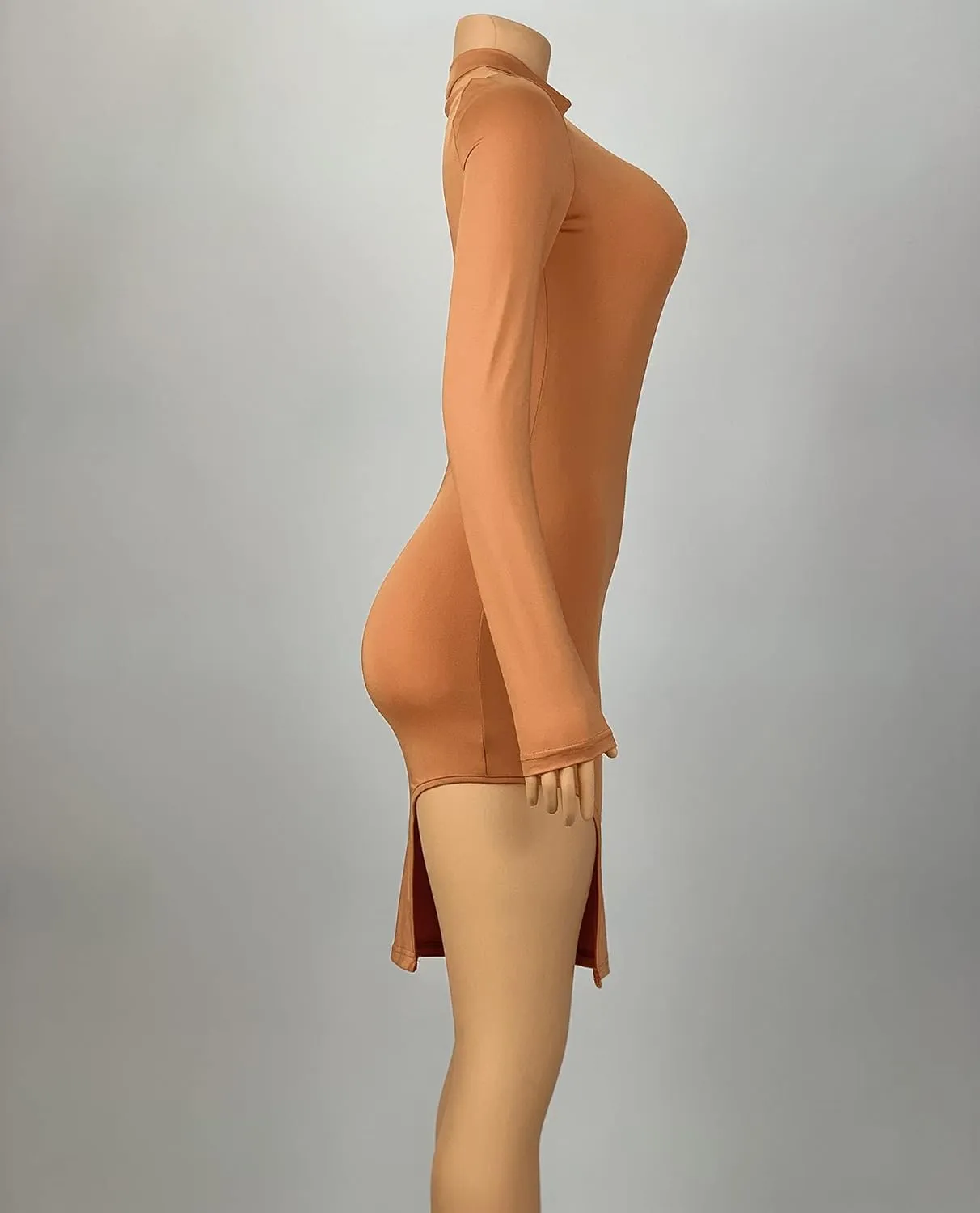 BYDIVA Classy One Shoulder Long Sleeve Bodycon Side Slit Party Dresses Clubwear
