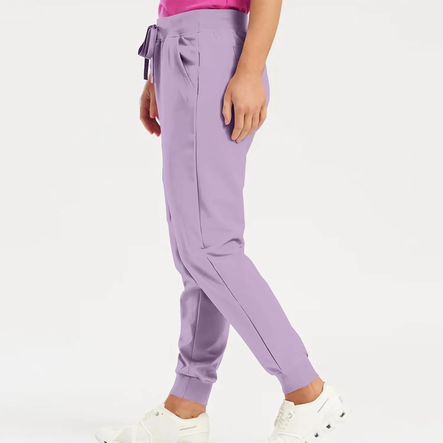 Cargo Scrub Pants for Women Jogger Style High Waisted Drawstring Outdoor Quick Dry Athletic Hiking Pants w/Pockets