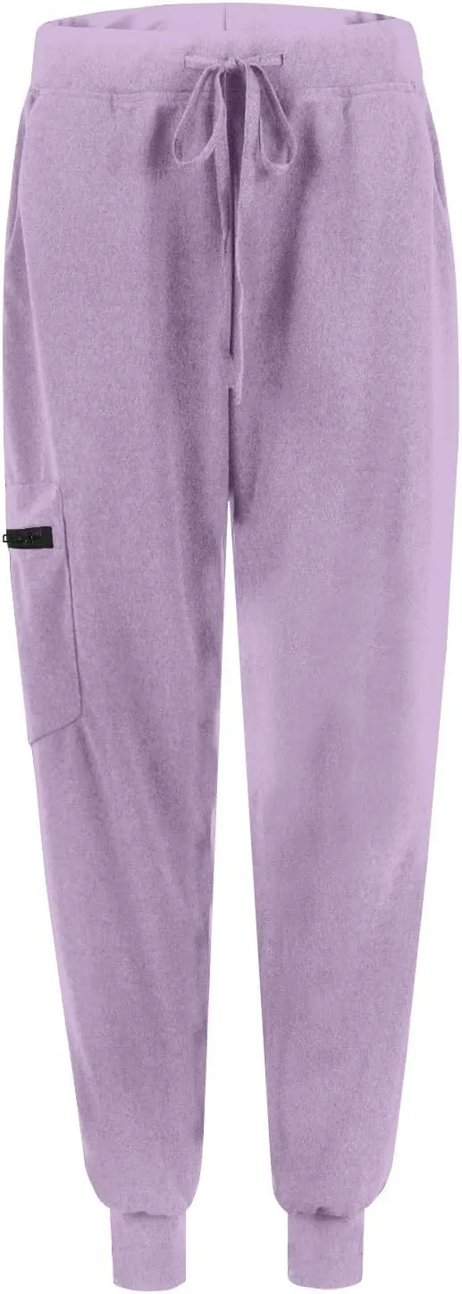 Cargo Scrub Pants for Women Jogger Style High Waisted Drawstring Outdoor Quick Dry Athletic Hiking Pants w/Pockets
