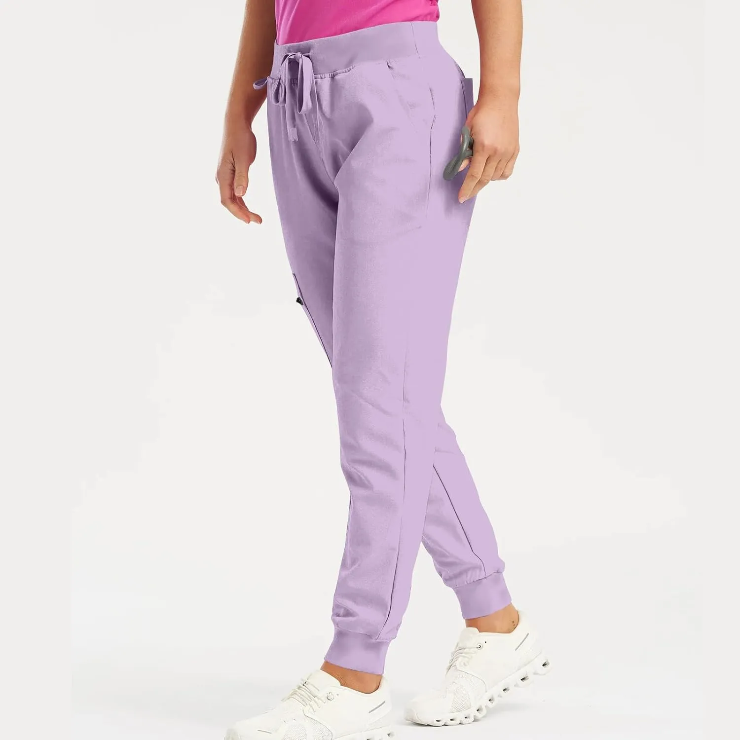 Cargo Scrub Pants for Women Jogger Style High Waisted Drawstring Outdoor Quick Dry Athletic Hiking Pants w/Pockets