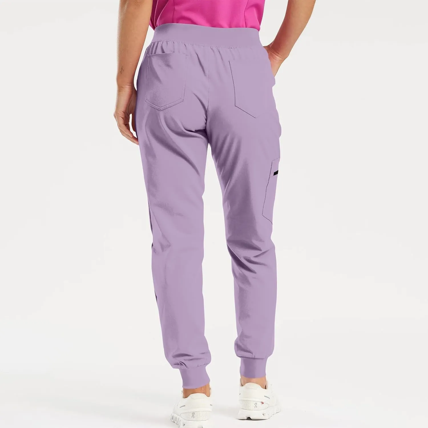Cargo Scrub Pants for Women Jogger Style High Waisted Drawstring Outdoor Quick Dry Athletic Hiking Pants w/Pockets