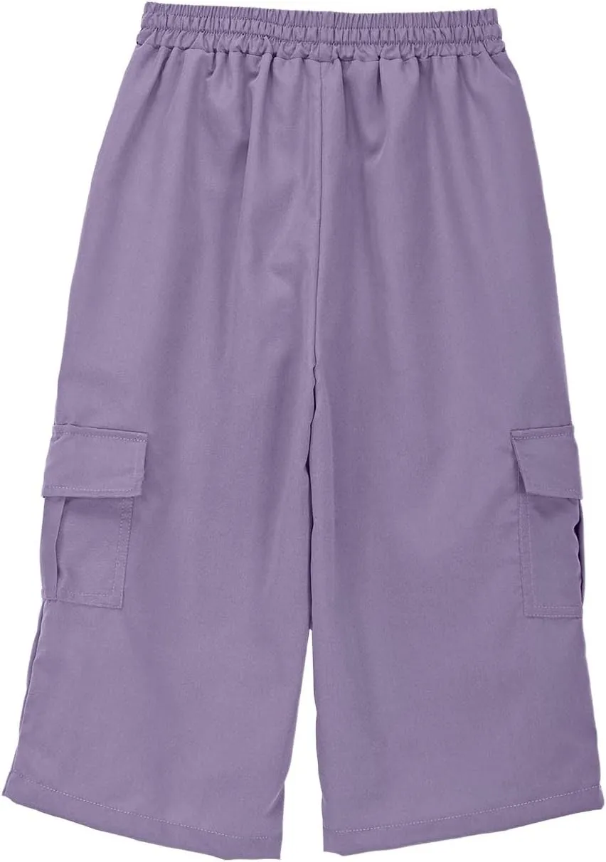 Cargo Shorts for Boys Athletic 3/4 Capri Pants Khaki Shorts School Uniform Quick Dry Hiking Pants Drawstring Sweatpants