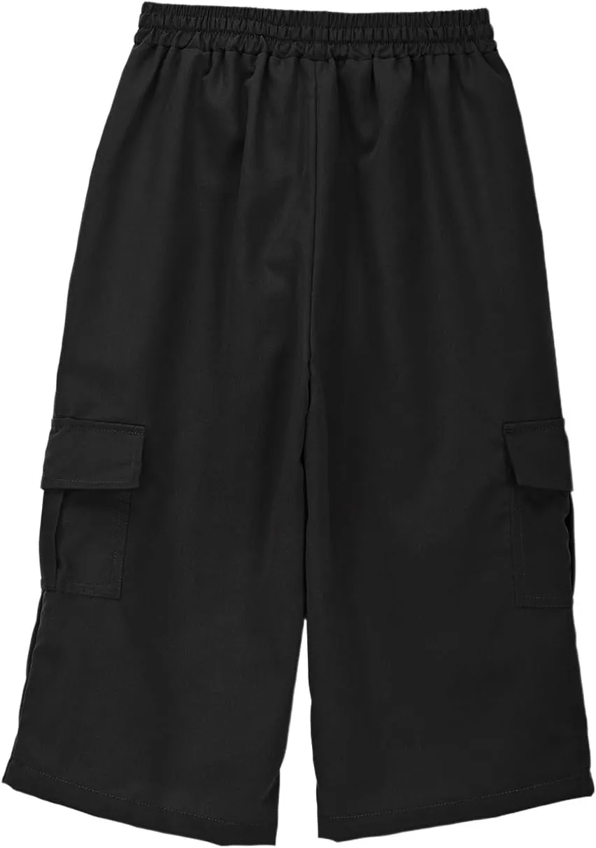 Cargo Shorts for Boys Athletic 3/4 Capri Pants School Uniform Khaki Shorts Quick Dry Hiking Pants Drawstring Sweatpants