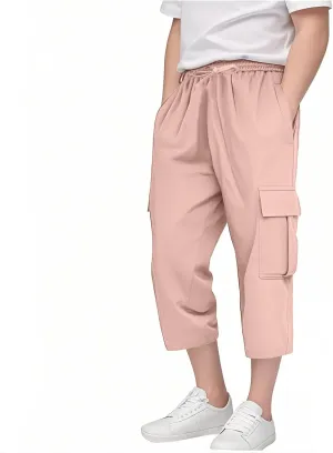 Cargo Shorts for Boys Capri Pants 3/4 Joggers School Uniform Athletic Khaki Shorts Quick Dry Cargo Pants Sweatpants