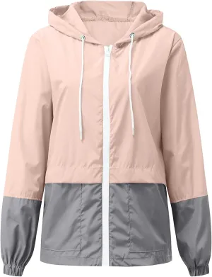 Cdiecer Women's Waterproof Raincoats Plus Size Windbreaker Jacket Lightweight Hooded Rain Coats Outdoor Sport Jacket