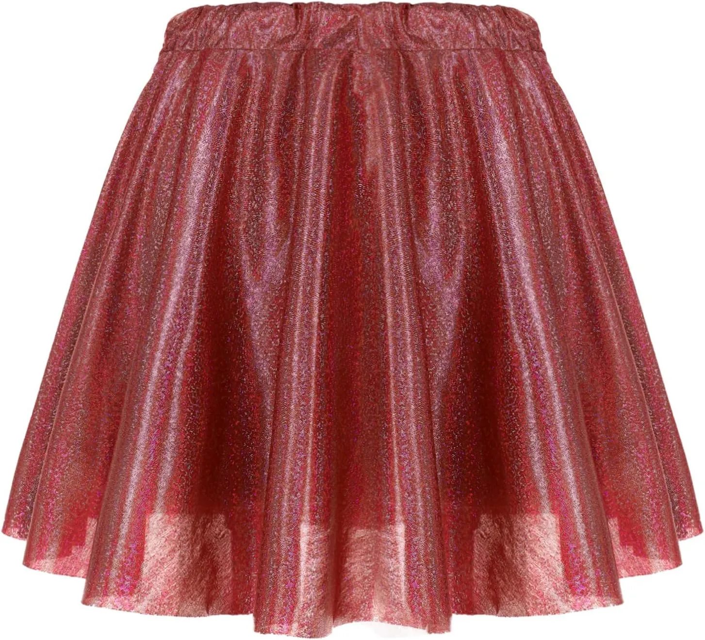 CHICTRY Women Fashion Metallic Pleated Miniskirts Holographic Shiny Ladies Dance Clubwear Flared Skirts