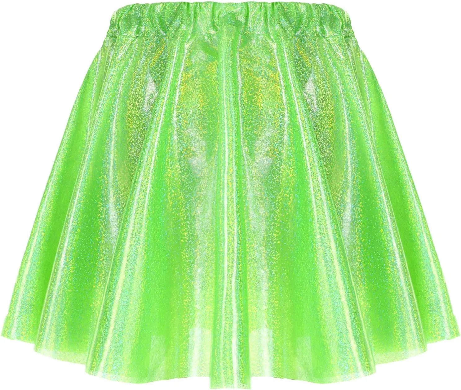 CHICTRY Women Fashion Metallic Pleated Miniskirts Holographic Shiny Ladies Dance Clubwear Flared Skirts