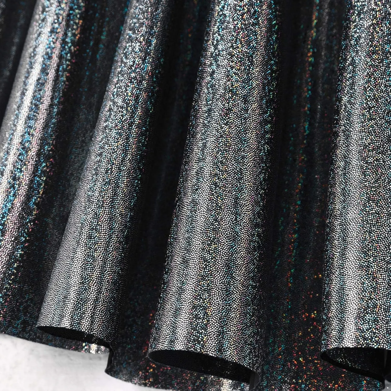CHICTRY Women Fashion Metallic Pleated Miniskirts Holographic Shiny Ladies Dance Clubwear Flared Skirts