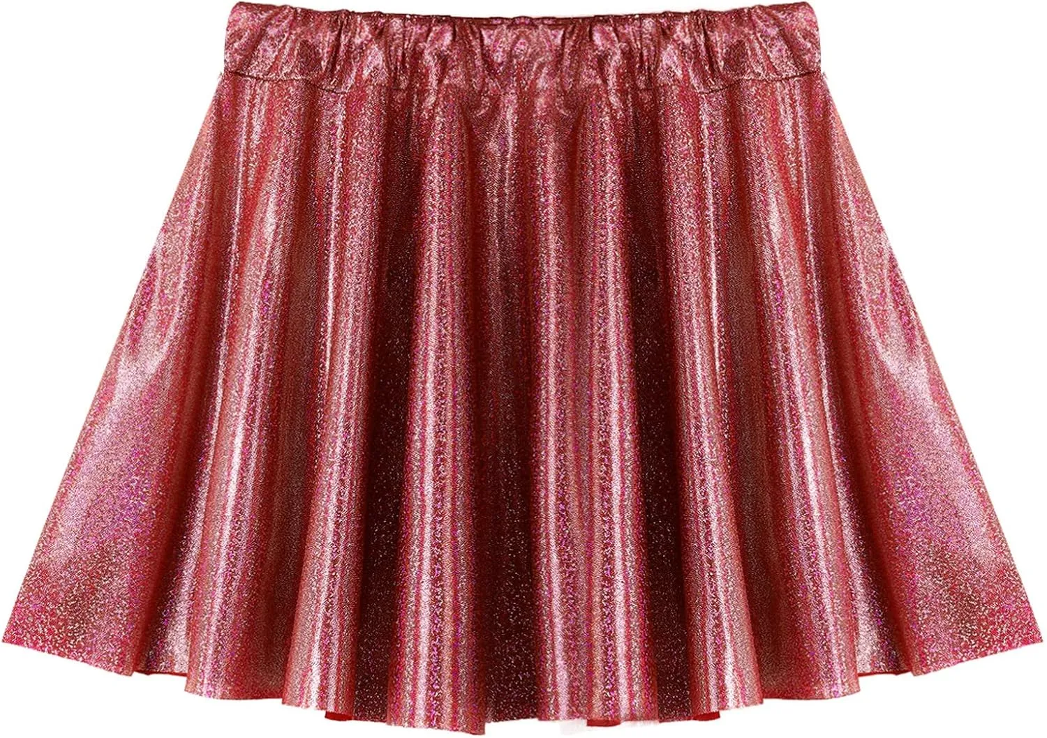 CHICTRY Women Fashion Metallic Pleated Miniskirts Holographic Shiny Ladies Dance Clubwear Flared Skirts
