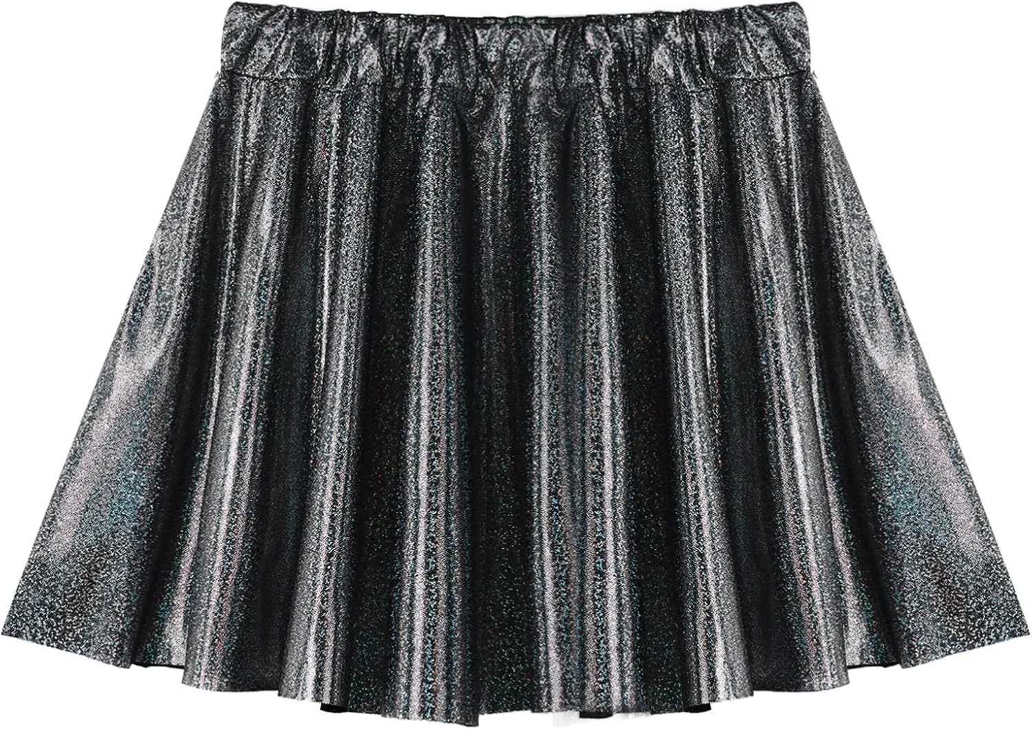 CHICTRY Women Fashion Metallic Pleated Miniskirts Holographic Shiny Ladies Dance Clubwear Flared Skirts