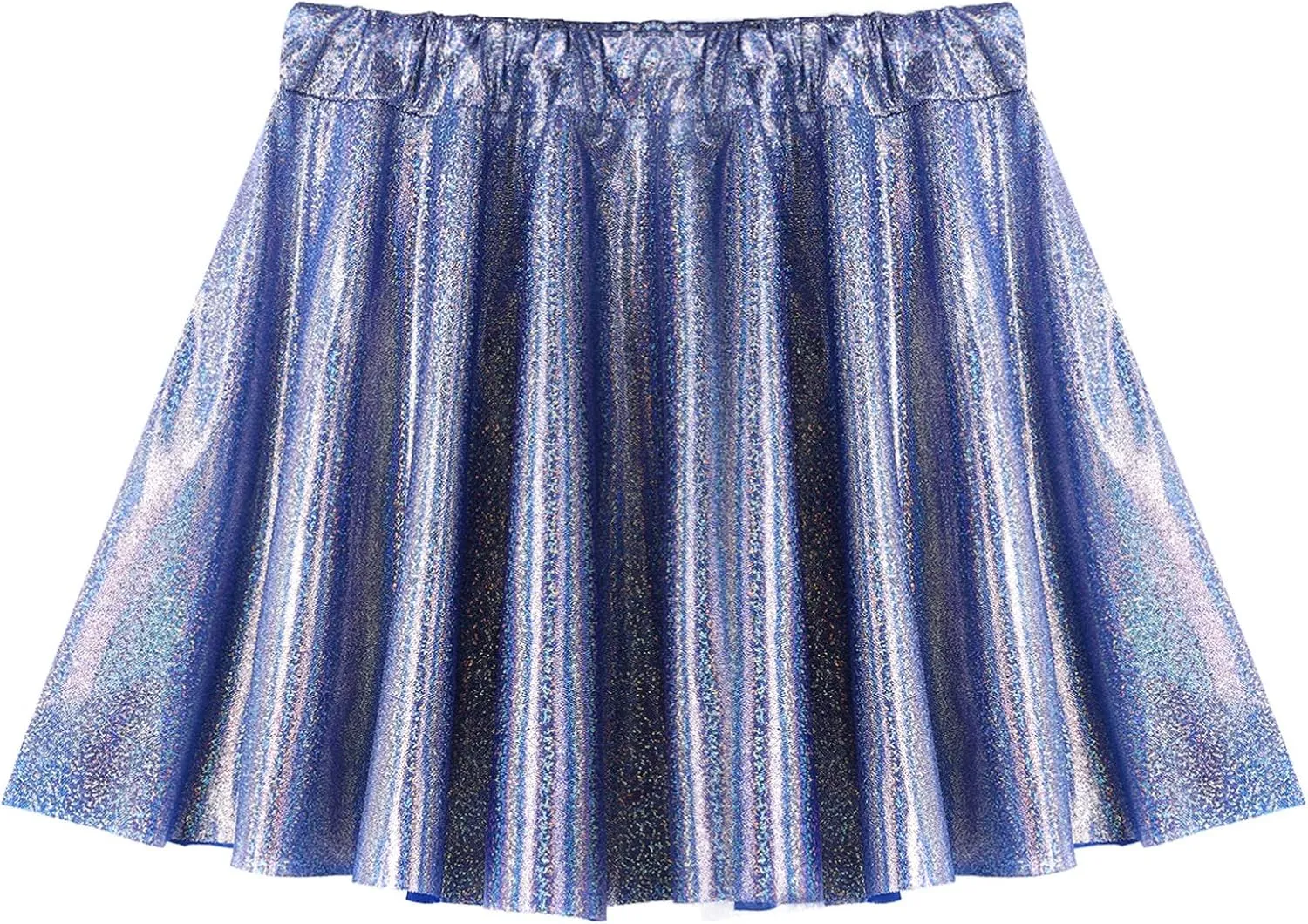 CHICTRY Women Fashion Metallic Pleated Miniskirts Holographic Shiny Ladies Dance Clubwear Flared Skirts